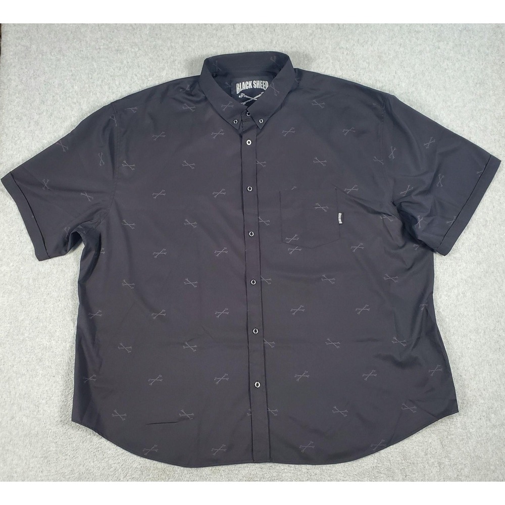 The Drive Clothing Black Sheep Shirt Men 4XL Black Cross Bones Stretch Button Up